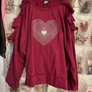 VENUS Magenta Cold Shoulder Sweatshirt